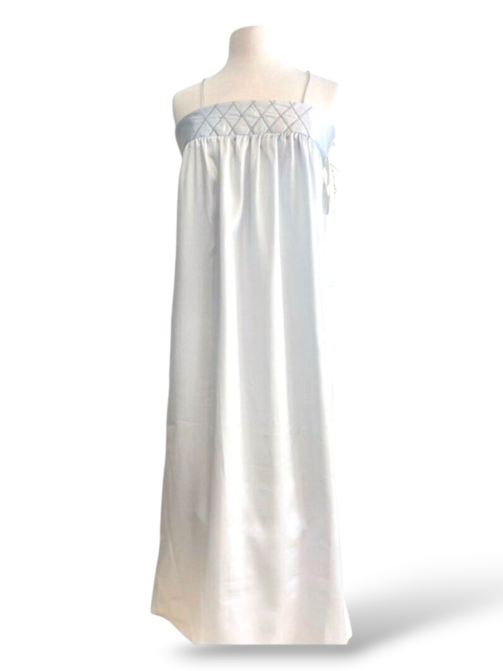NWT Vintage Linda lingerie Light Blue Satin Nightie W/ Pearl Embellished Bodice